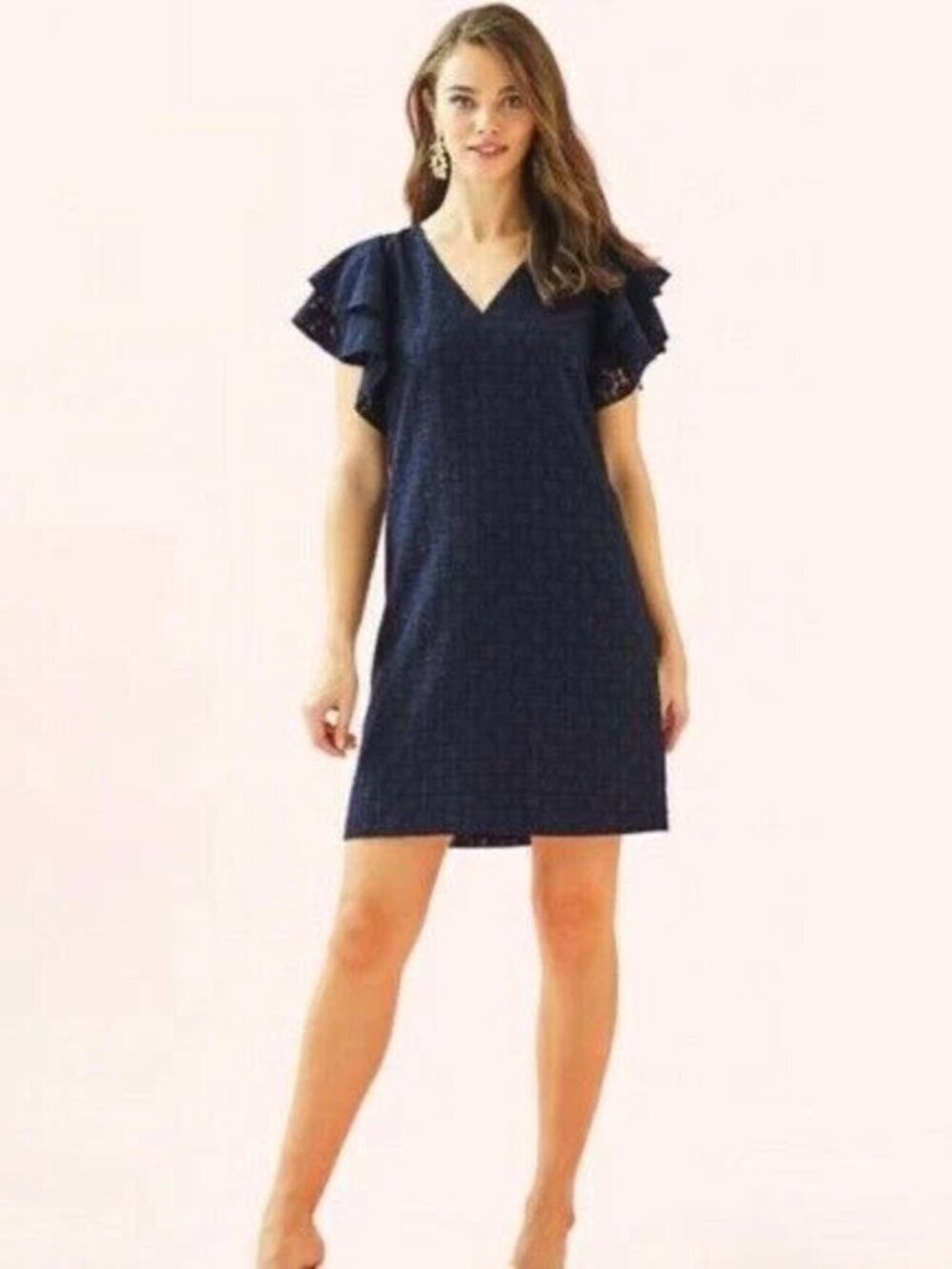 LILLY PULITZER Size 2 Kathie True Navy Tanzanian Clip Shift Dress Metallic